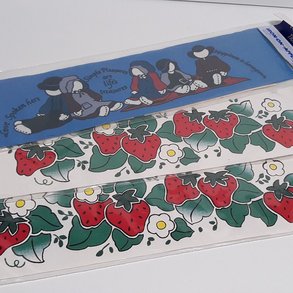Lot of 3 Iron on Transfers Strawberry Amish Dolls T Shirt Art Strawberries